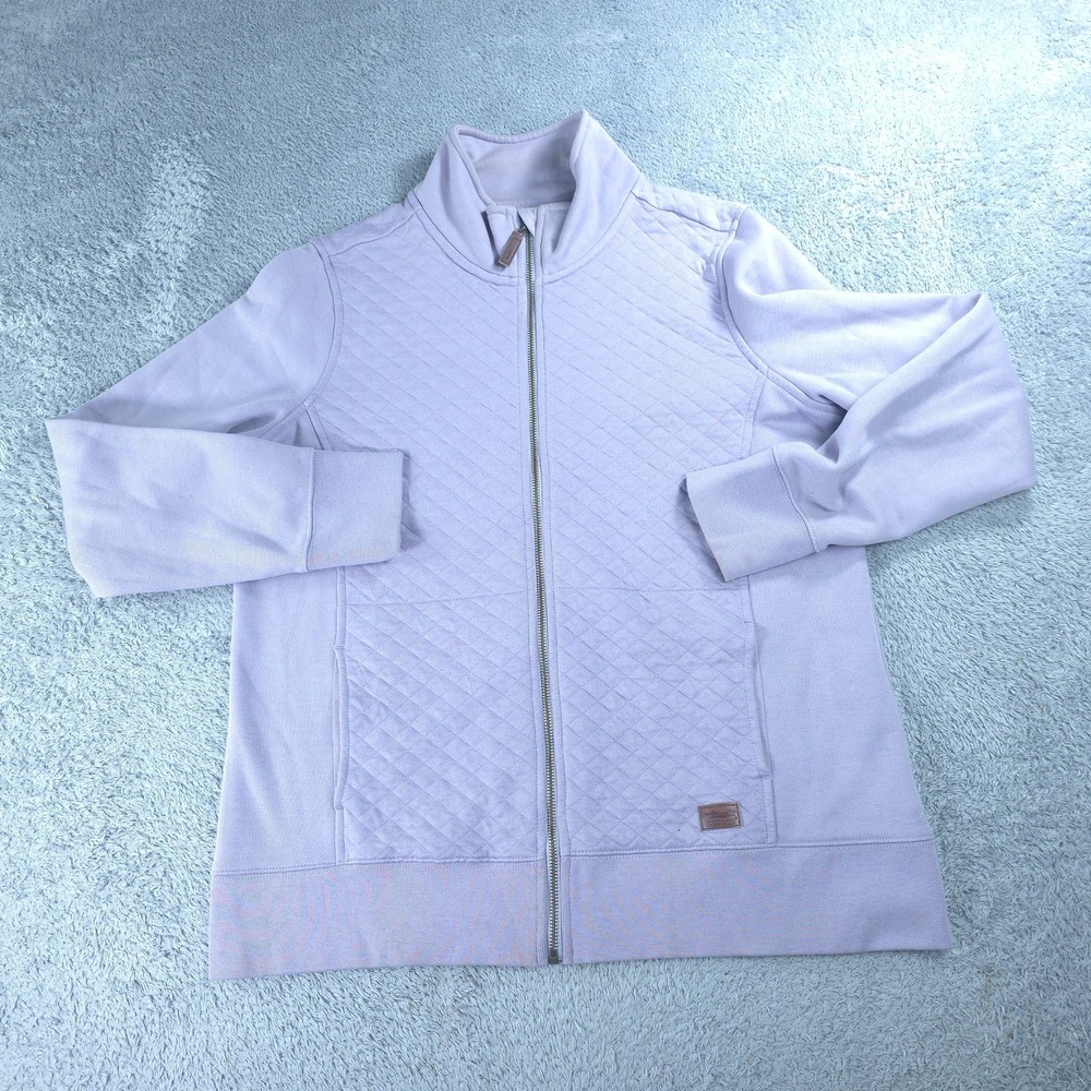 L.L. Bean Jacket Womens Large Purple Quilted Full Zip Cotton Blend Knit